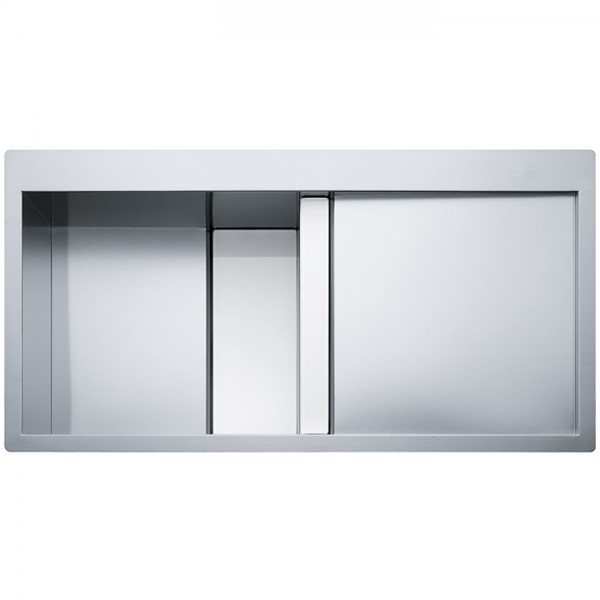 Franke Crystal Line CLV 214 zlewozmywak stalowy/białe szkło 100x51,2 cm jedwab komora z lewej 127.0306.411