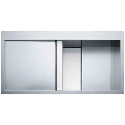 Franke Crystal Line CLV 214 zlewozmywak stalowy/białe szkło 100x51,2 cm jedwab komora z prawej 127.0306.413