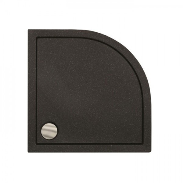 Besco Aron Ultraslim brodzik półokrągły 80x80 cm Stone effect czarny BAA-80-NR-C