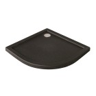 Besco Aron Ultraslim brodzik półokrągły 80x80 cm Stone effect czarny BAA-80-NR-C