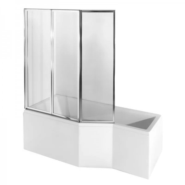 Besco Integra kabino-wanna 150x75 cm lewa z parawanem 3-skrzydłowym WAI-150-PL3