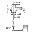 Roca Arola bateria bidetowa z korkiem chrom A5A606AC0K