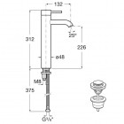 Roca Lanta bateria umywalkowa wysoka Cold Start z korkiem chrom A5A3411C00