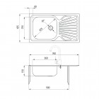 Deante Techno zlewozmywak 1-komorowy z ociekaczem 76x43,5 cm satyna ZMU 0110