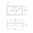 Deante Techno zlewozmywak 2-komorowy 79x44 cm satyna ZMU 0200
