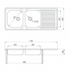 Deante Techno zlewozmywak 2-komorowy z ociekaczem 116,5x50 cmdekor ZEU 3210