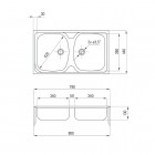Deante Techno zlewozmywak 2-komorowy 79x44 cm dekor ZMU 3200