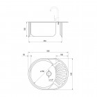Deante Twist zlewozmywak 1-komorowy okrągły z krótkim ociekaczem 58x44,5 cm dekor ZEU 311C