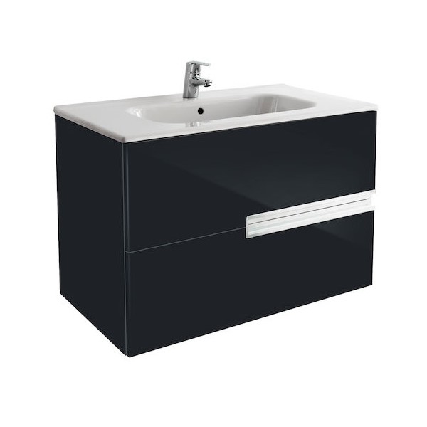 Roca Victoria Nord zestaw łazienkowy 80 cm z szufladami czarny połysk A851508351