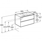 Roca Gap-N Compacto Unik zestaw łazienkowy 80 cm z 2 szufladami biały połysk A851497806