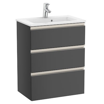 Roca Gap-N Compacto Unik zestaw łazienkowy 80 cm z 3 szufladami antracyt połysk A851498153
