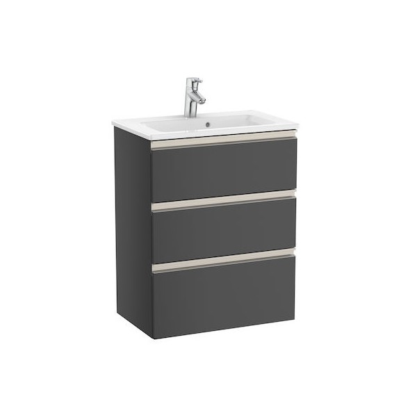 Roca Gap-N Compacto Unik zestaw łazienkowy 80 cm z 3 szufladami antracyt połysk A851498153