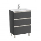 Roca Gap-N Compacto Unik zestaw łazienkowy 80 cm z 3 szufladami antracyt połysk A851498153