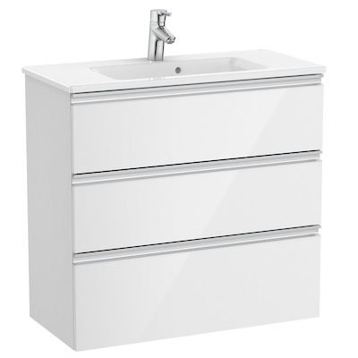 Roca Gap-N Compacto Unik zestaw łazienkowy 80 cm z 3 szufladami biały połysk A851499806