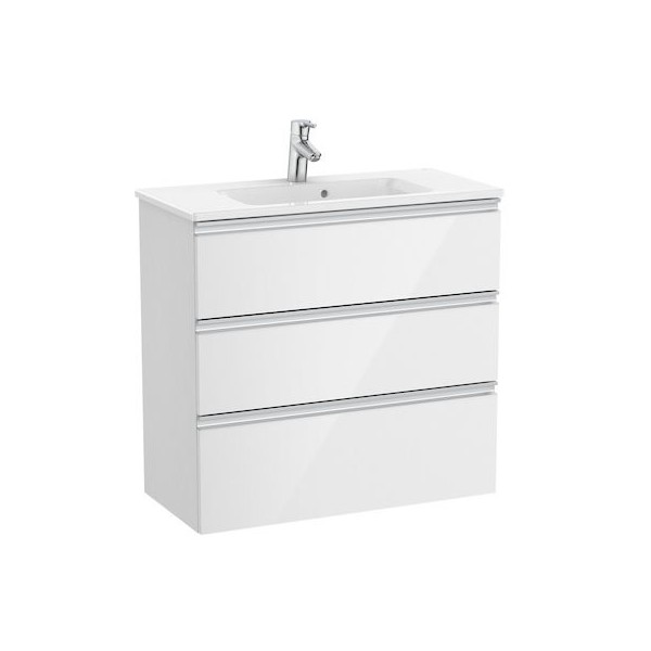 Roca Gap-N Compacto Unik zestaw łazienkowy 80 cm z 3 szufladami biały połysk A851499806