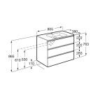Roca Gap-N Compacto Unik zestaw łazienkowy 80 cm z 3 szufladami biały połysk A851499806