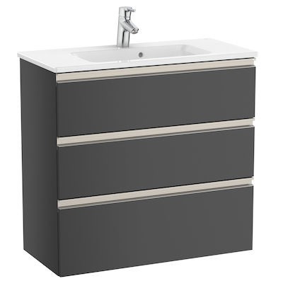 Roca Gap-N Compacto Unik zestaw łazienkowy 80 cm z 3 szufladami antracyt połysk A851499153