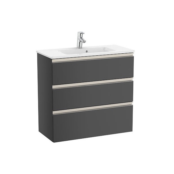 Roca Gap-N Compacto Unik zestaw łazienkowy 80 cm z 3 szufladami antracyt połysk A851499153