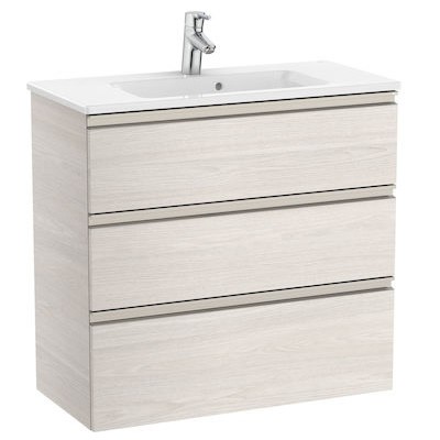 Roca Gap-N Compacto Unik zestaw łazienkowy 80 cm z 3 szufladami jesion nordic A851499434