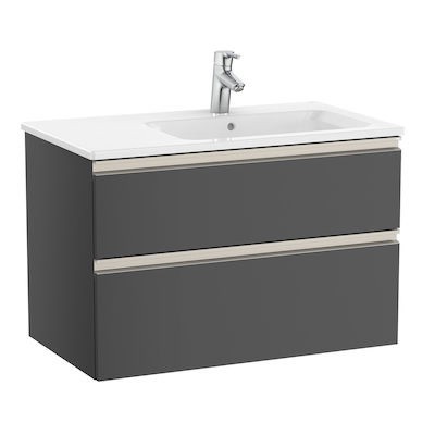 Roca Gap-N Unik zestaw łazienkowy 80 cm z 2 szufladami antracyt połysk prawy A851480153