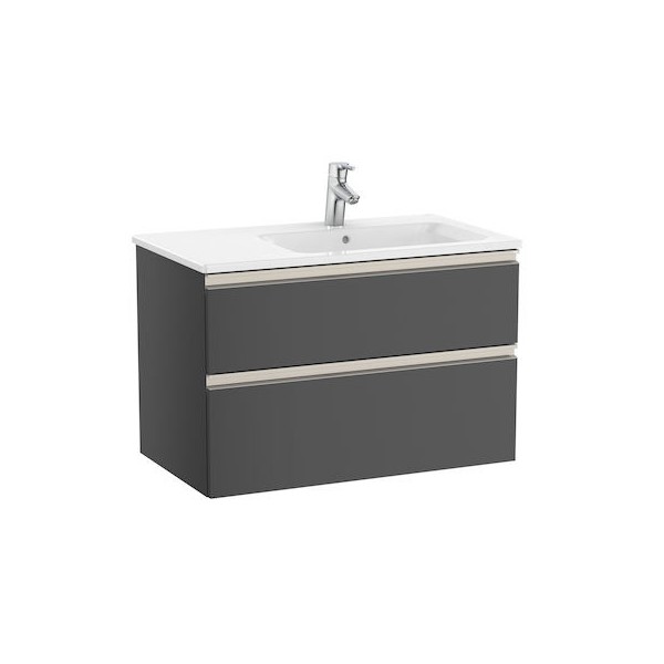 Roca Gap-N Unik zestaw łazienkowy 80 cm z 2 szufladami antracyt połysk prawy A851480153