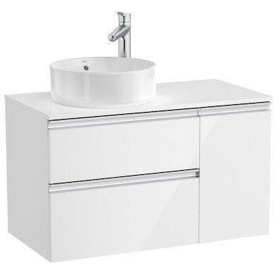 Roca Gap-N szafka podumywalkowa 90 cm z 2 szufladami i drzwiami biały połysk lewa A851503806