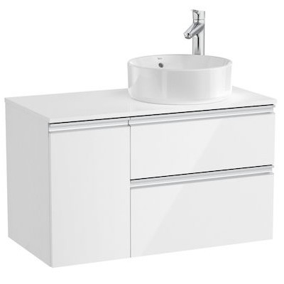 Roca Gap-N szafka podumywalkowa 90 cm z 2 szufladami i drzwiami biały połysk prawa A851502806