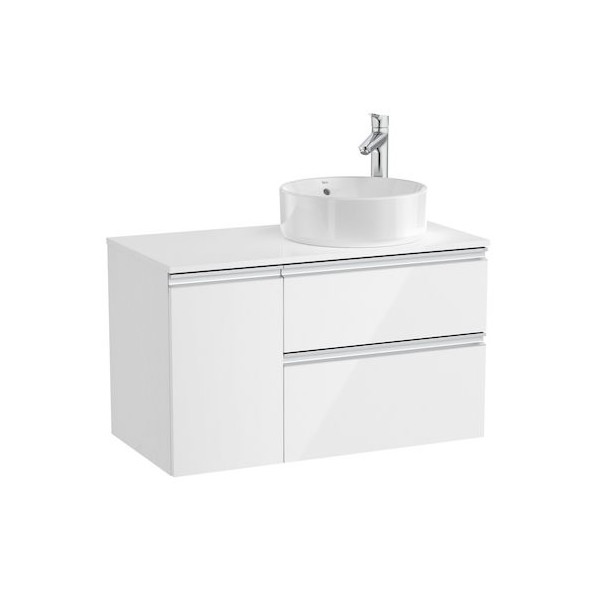 Roca Gap-N szafka podumywalkowa 90 cm z 2 szufladami i drzwiami biały połysk prawa A851502806