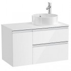 Roca Gap-N szafka podumywalkowa 90 cm z 2 szufladami i drzwiami biały połysk prawa A851502806