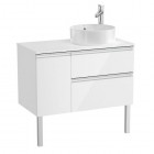 Roca Gap-N szafka podumywalkowa 90 cm z 2 szufladami i drzwiami biały połysk prawa A851502806