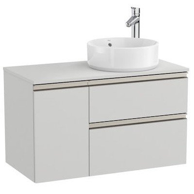 Roca Gap-N szafka podumywalkowa 90 cm z 2 szufladami i drzwiami jasny szary mat prawa A851502447