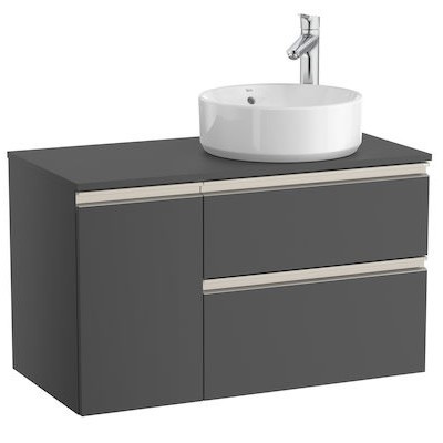 Roca Gap-N szafka podumywalkowa 90 cm z 2 szufladami i drzwiami antracyt połysk prawa A851502153