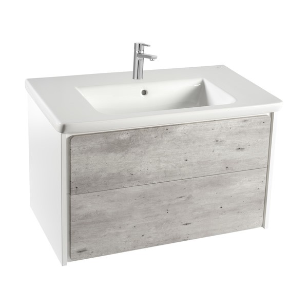 Roca Ronda Unik zestaw łazienkowy 80 cm z 2 szufladami cement/biały mat A851457453