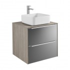 Roca Inspira szafka z blatem 60 cm z 2 szufladami dąb/szkło ciemne A851079403