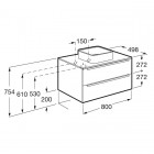 Roca Inspira szafka z blatem 80 cm z szufladami dąb/szkło ciemne A851080403