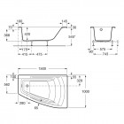 Roca Hall wanna asymetryczna prawa 150x100 cm A248165000