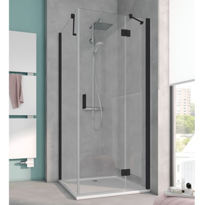 Kermi Osia kabina prysznicowa prostokątna 100x80 cm czarny mat prawa OSSTR100203PK+OSTWD080203PK