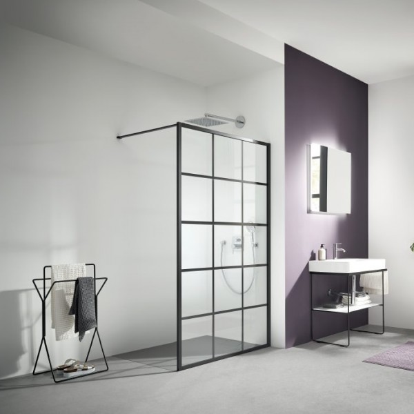 Kermi Walk-in XD ścianka wolnostojąca 90 cm czarny mat szkło/nadruk XDWW1090203PK