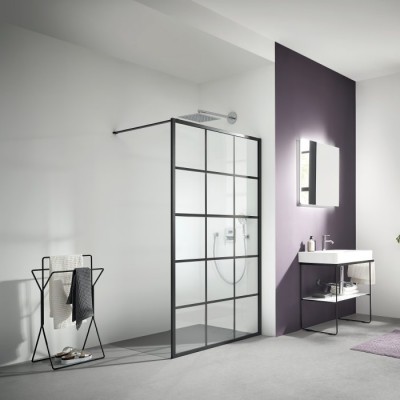 Kermi Walk-in XD ścianka wolnostojąca 90 cm czarny mat szkło/nadruk XDWW1090203PK