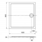 Roca Aeron brodzik kwadratowy kompozytowy 90x90 cm szary cement A276281300