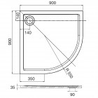 Roca Aeron brodzik półokrągły kompozytowy 90x90 cm szary łupek A276280200