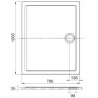 Roca Aeron brodzik prostokątny kompozytowy 70x120 cm biały A276289100