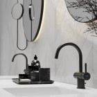 Steinberg seria 100 bateria umywalkowa z korkiem automatycznym czarny mat 100 1500 S