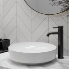 Steinberg seria 100 bateria umywalkowa wysoka bez korka automatycznego czarny mat 100 1700 S