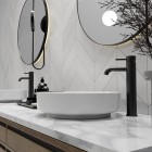 Steinberg seria 100 bateria umywalkowa wysoka bez korka automatycznego czarny mat 100 1700 S