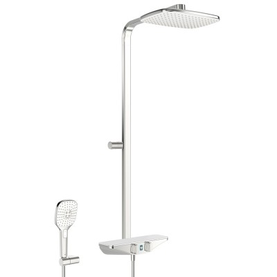Oras Esteta Wellfit zestaw natryskowy termostatyczny chrom/biały zasilanie 6V Bluetooth® 7592U-11