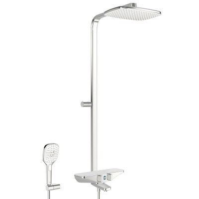 Oras Esteta Wallfit zestaw wannowy termostatyczny chrom/biały zasilanie 6V Bluetooth® 7593U-11