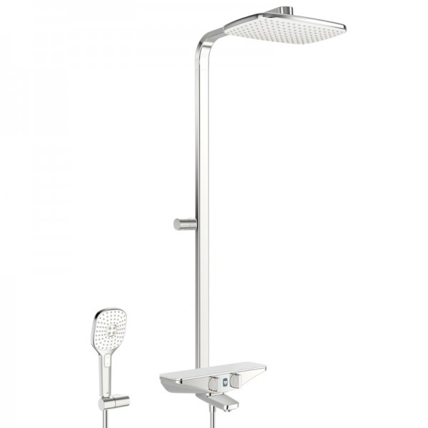 Oras Esteta Wallfit zestaw wannowy termostatyczny chrom/biały zasilanie 6V Bluetooth® 7593U-11