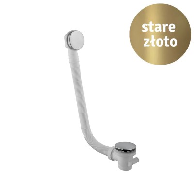 Vicario przelew wannowy klik-klak z syfonem 55 cm stare złoto 1011BR