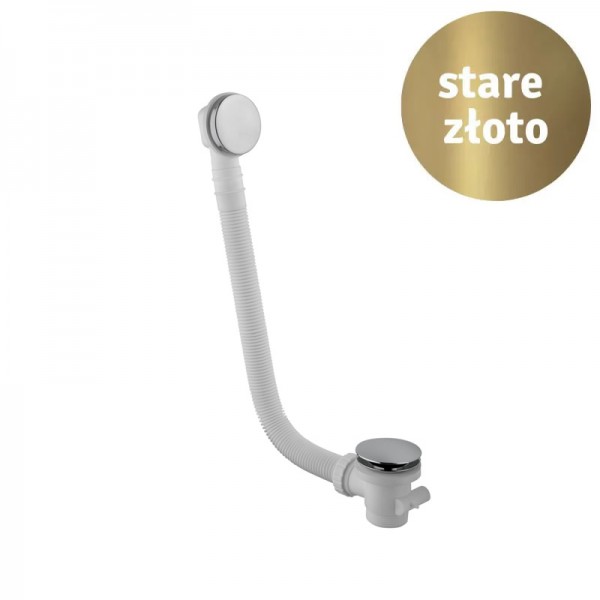 Vicario przelew wannowy klik-klak z syfonem 55 cm stare złoto 1011BR